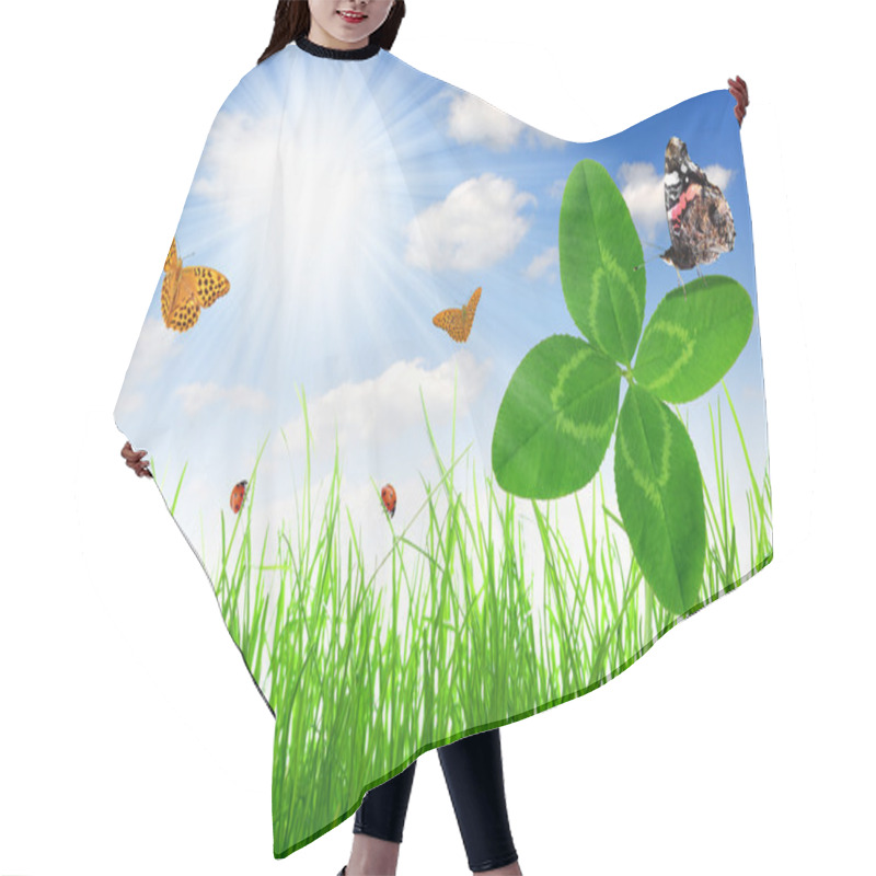 Personality  Clover And Butterflies Hair Cutting Cape