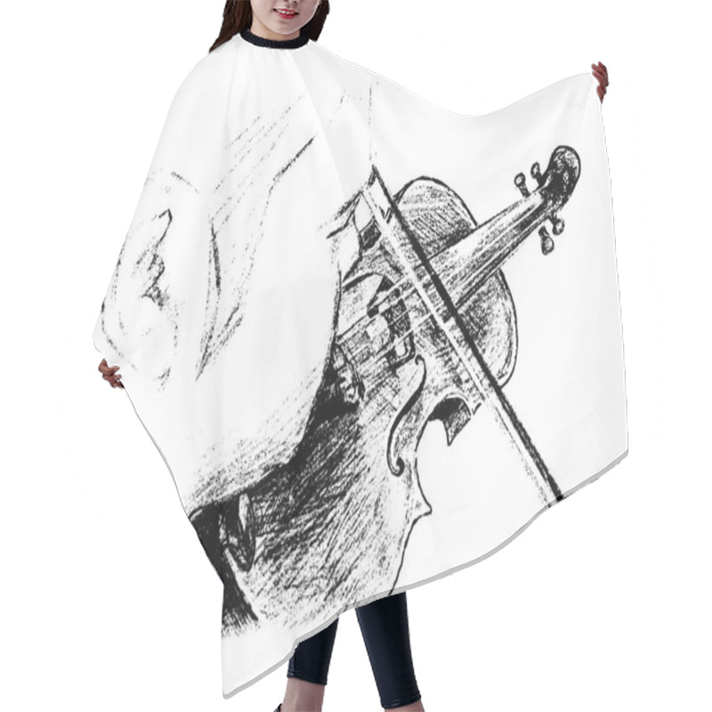 Personality  Sketch Of The Classical Musician Plays Instrument Hand Draw  Hair Cutting Cape