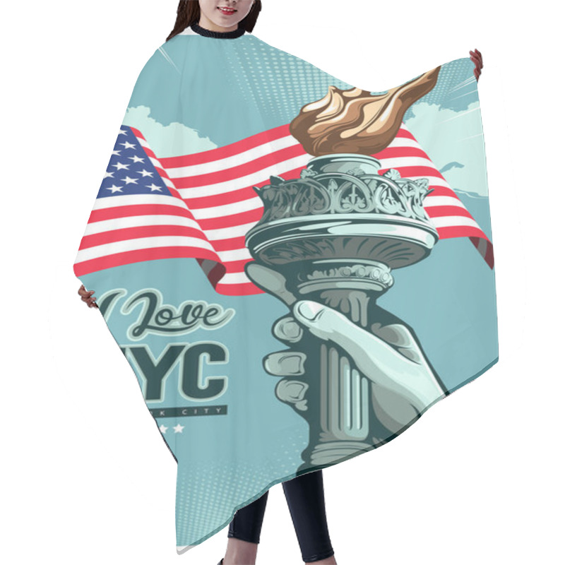 Personality  I Love New York, Vector Illustration. Hair Cutting Cape