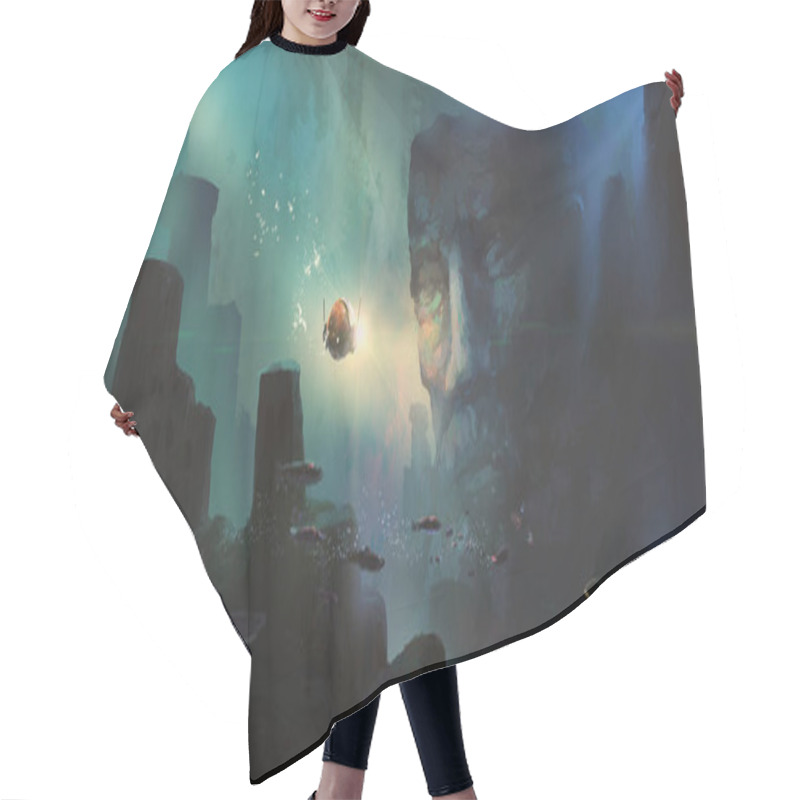 Personality  Digital Painting, Ancient Civilizations That Sank Into The Sea. Hair Cutting Cape