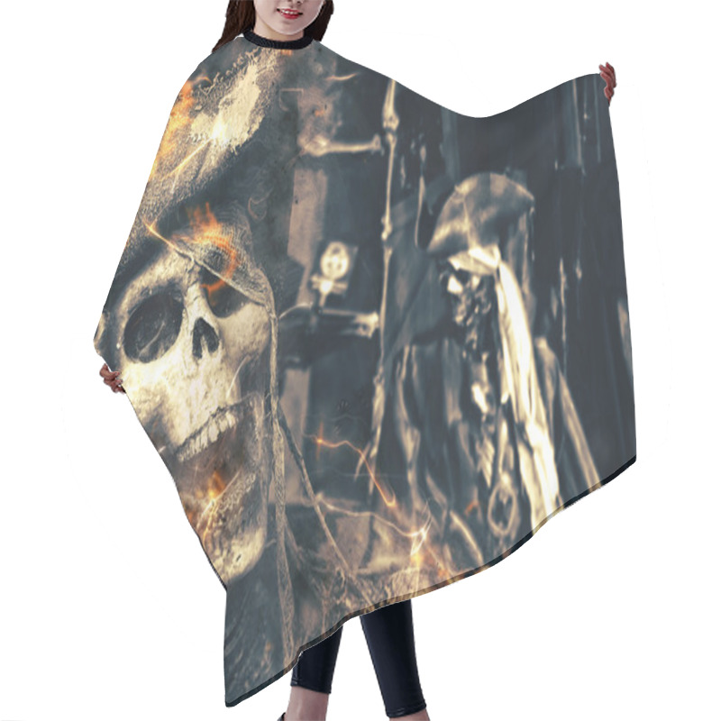 Personality  Skeleton Pirates Portrait Hair Cutting Cape