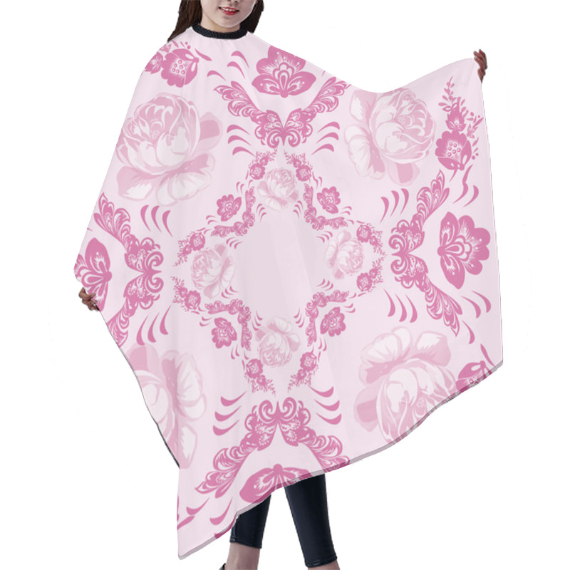 Personality  Rose Flower Square Decoration On Pink Hair Cutting Cape