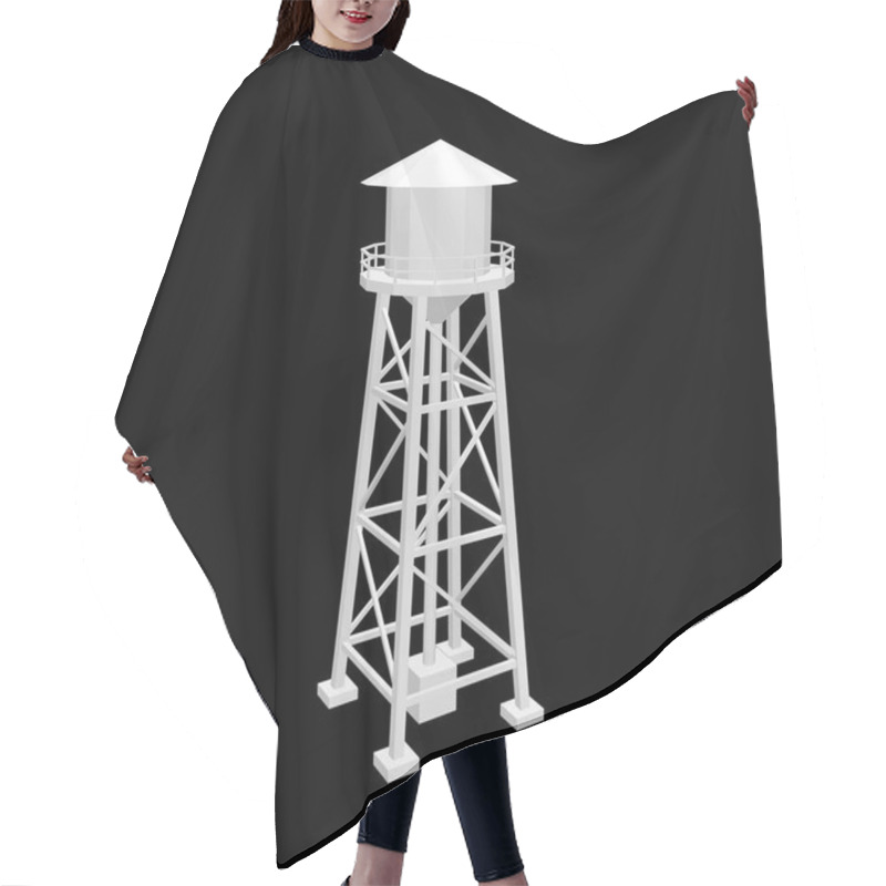 Personality  Water Tower.Isolated On Black Background. Vector Illustration. Hair Cutting Cape