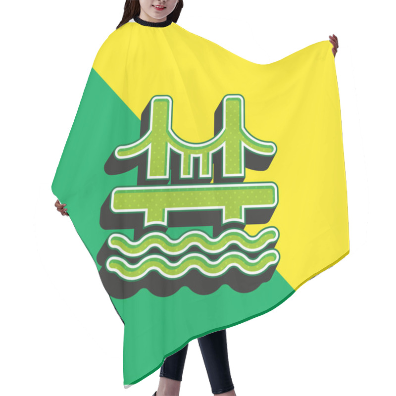 Personality  Bridge Green And Yellow Modern 3d Vector Icon Logo Hair Cutting Cape