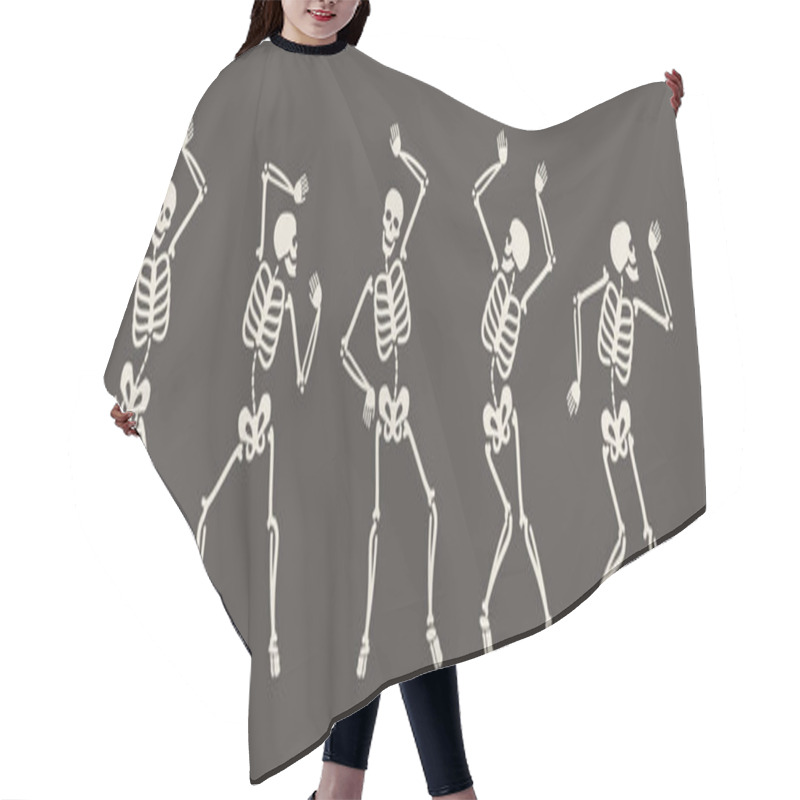 Personality  Funny Skeletons Dancing. Day Of Dead, Halloween Concept Vector Hair Cutting Cape