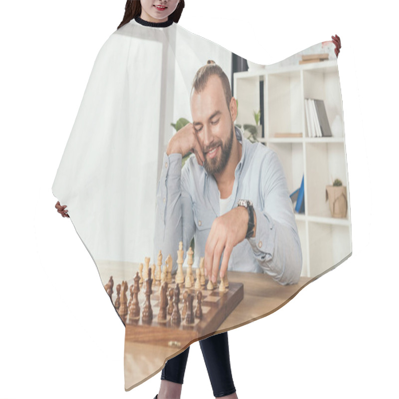 Personality  Man Playing Chess With Himself Hair Cutting Cape