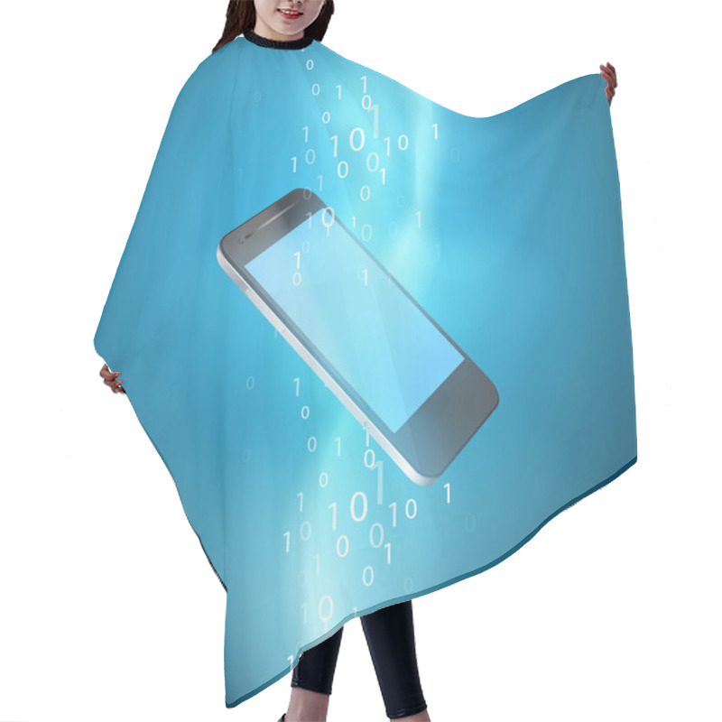 Personality  Stream Of Binary Code With Mobile Phone Hair Cutting Cape