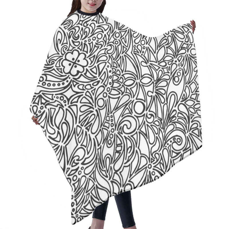 Personality  Doodle Black And White Monochrome Vector Background Hair Cutting Cape