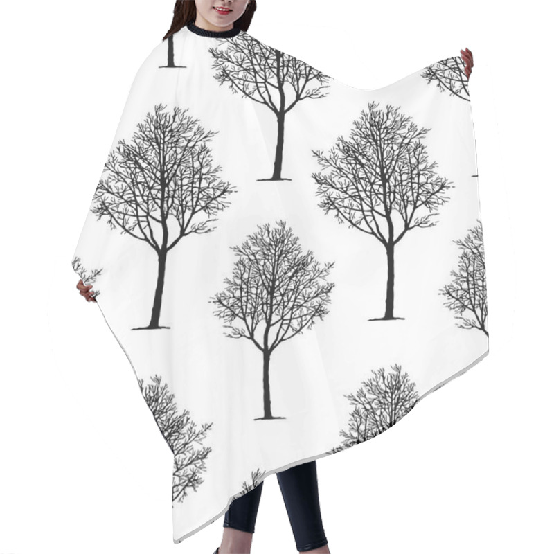 Personality  Seamless Background Of Trees Silhouettes Hair Cutting Cape