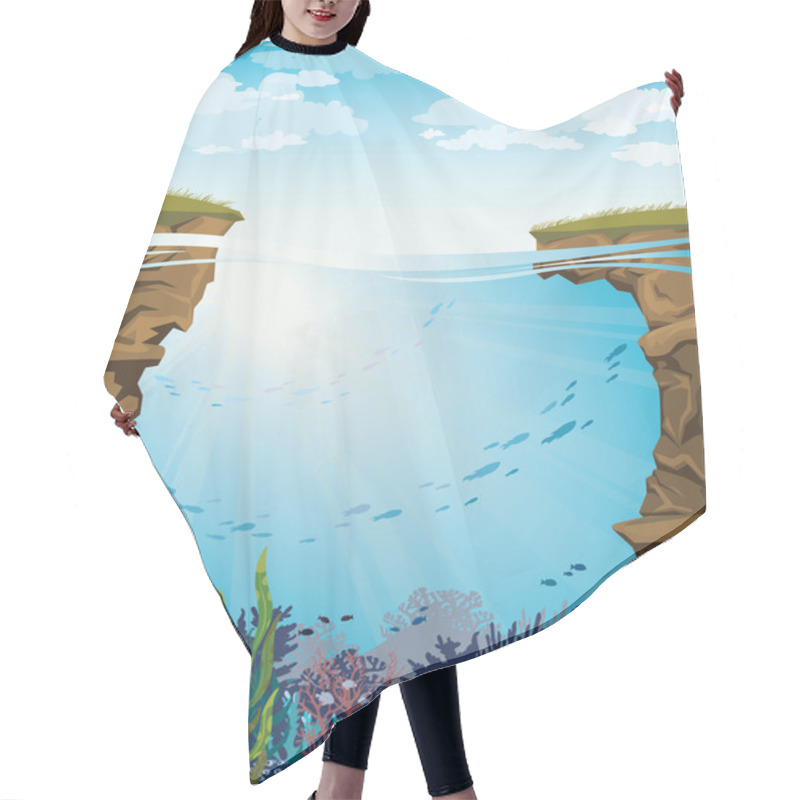 Personality  Underwater Sea - Coral Reef And Creatures. Hair Cutting Cape