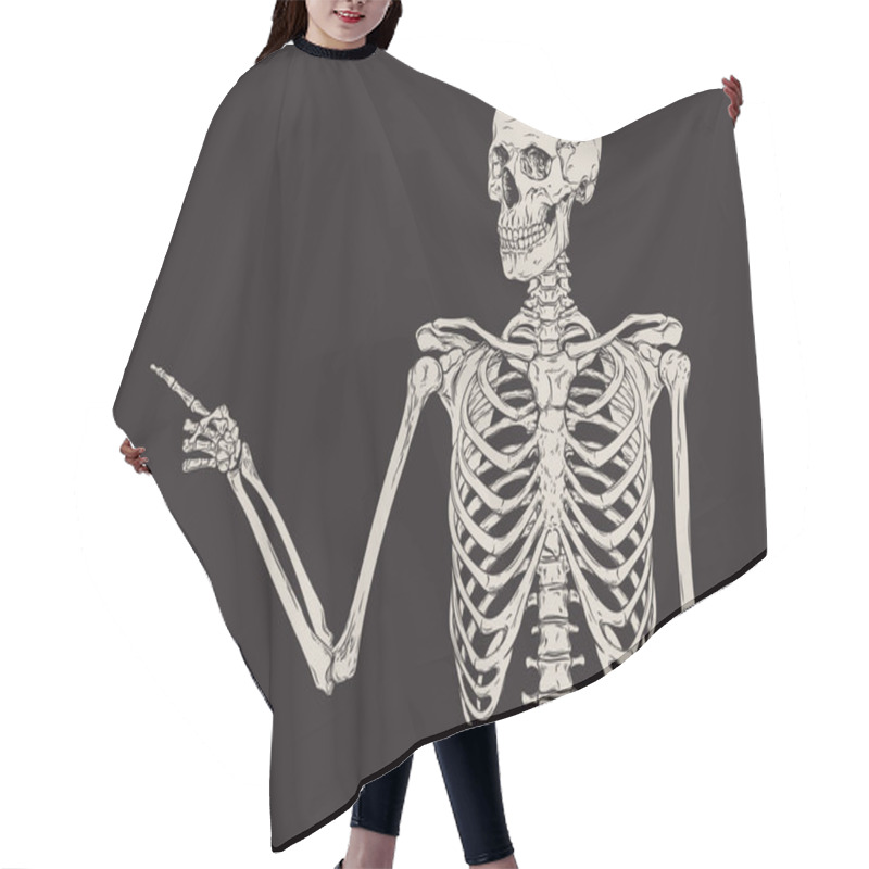 Personality  Human Skeleton Finger Pointing Isolated Over Black Background Vector Hair Cutting Cape