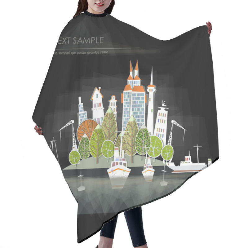 Personality  White City Collection Port Illustration Hair Cutting Cape