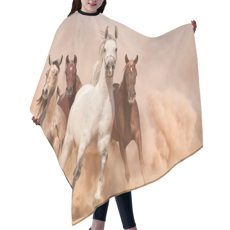 Personality  Horses In Dust Hair Cutting Cape