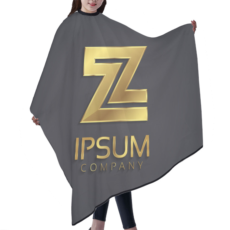 Personality  Beautiful Vector Graphic Gold Alphabet Letter Z Symbol Hair Cutting Cape