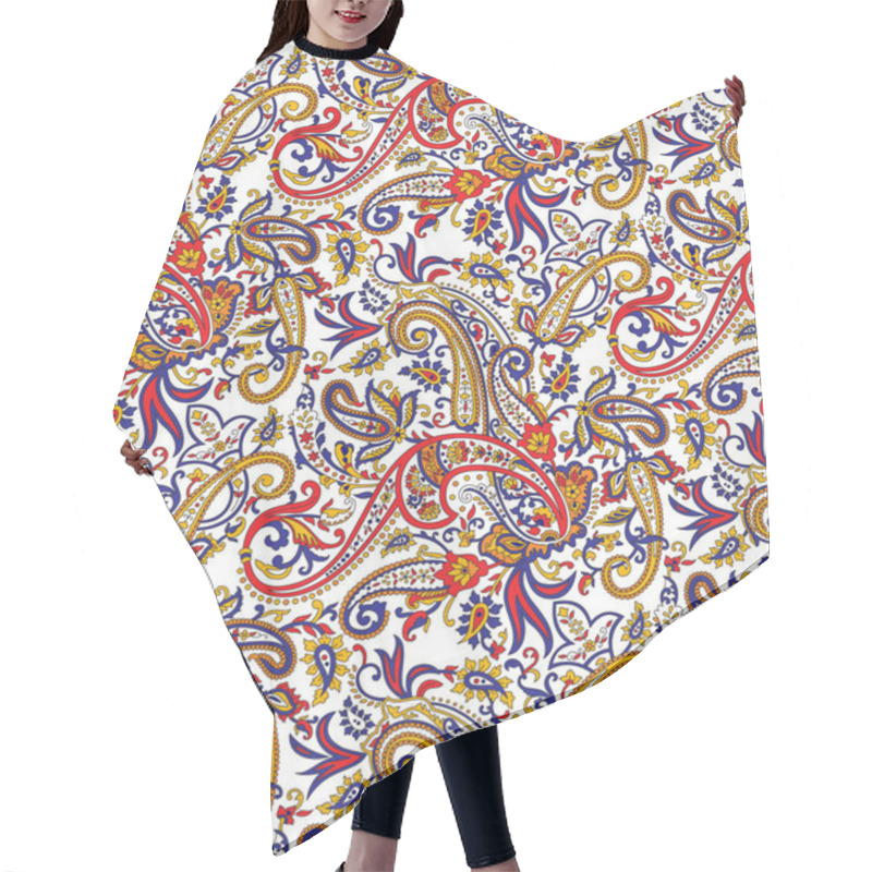 Personality  Seamless Paisley Pattern On White Background Hair Cutting Cape