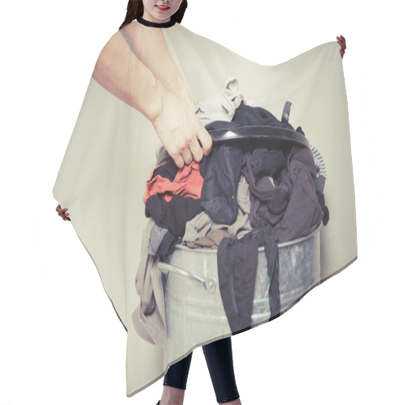 Personality  Woman Sorting Out Her Laundry Hair Cutting Cape