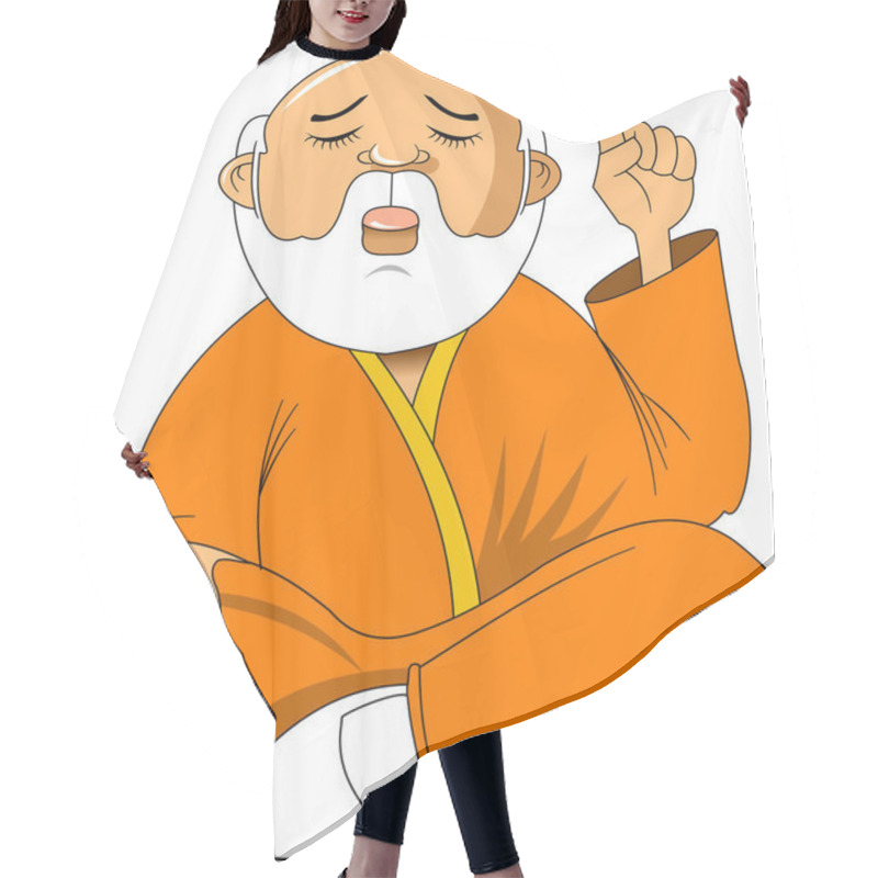 Personality  Cartoon Buddhist Monk Meditating Vector Clip Art Illustration With Simple Gradients Hair Cutting Cape