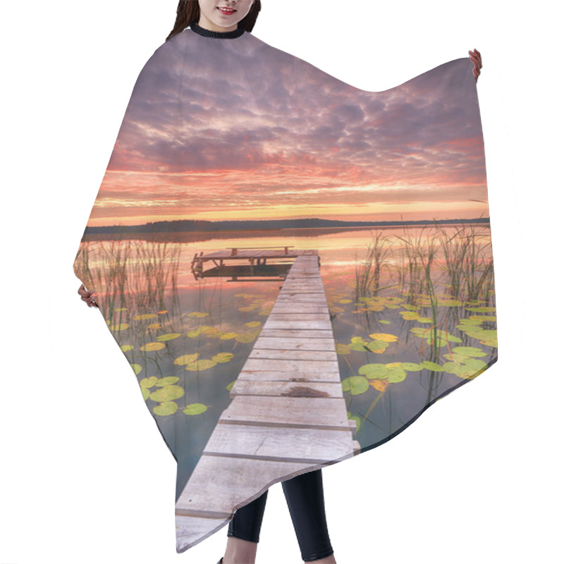 Personality  Beautiful Summer Sunrise Over Lake Hair Cutting Cape