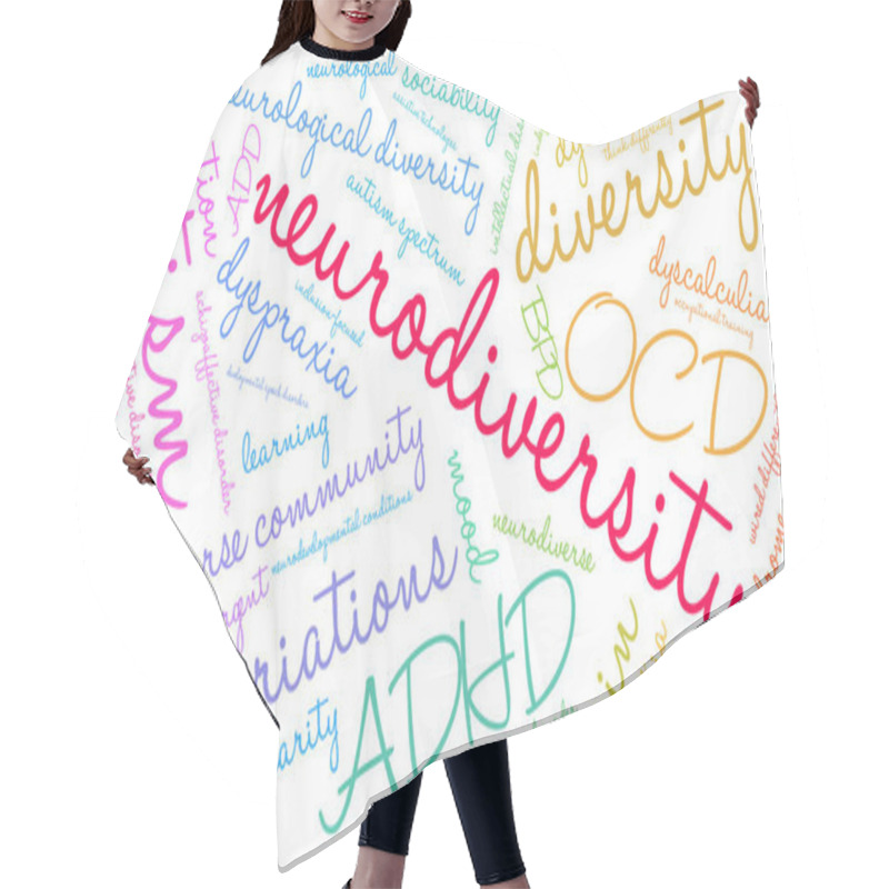 Personality  Neurodiversity Word Cloud On A White Background.  Hair Cutting Cape