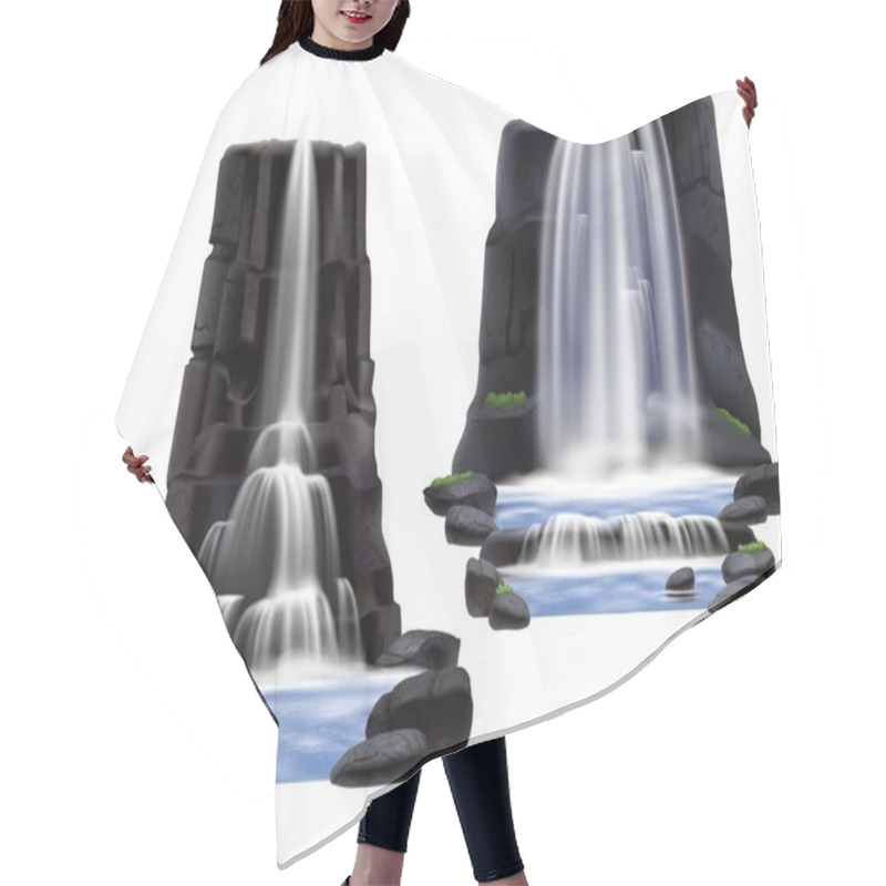 Personality  Waterfalls Realistic Composition Set Hair Cutting Cape