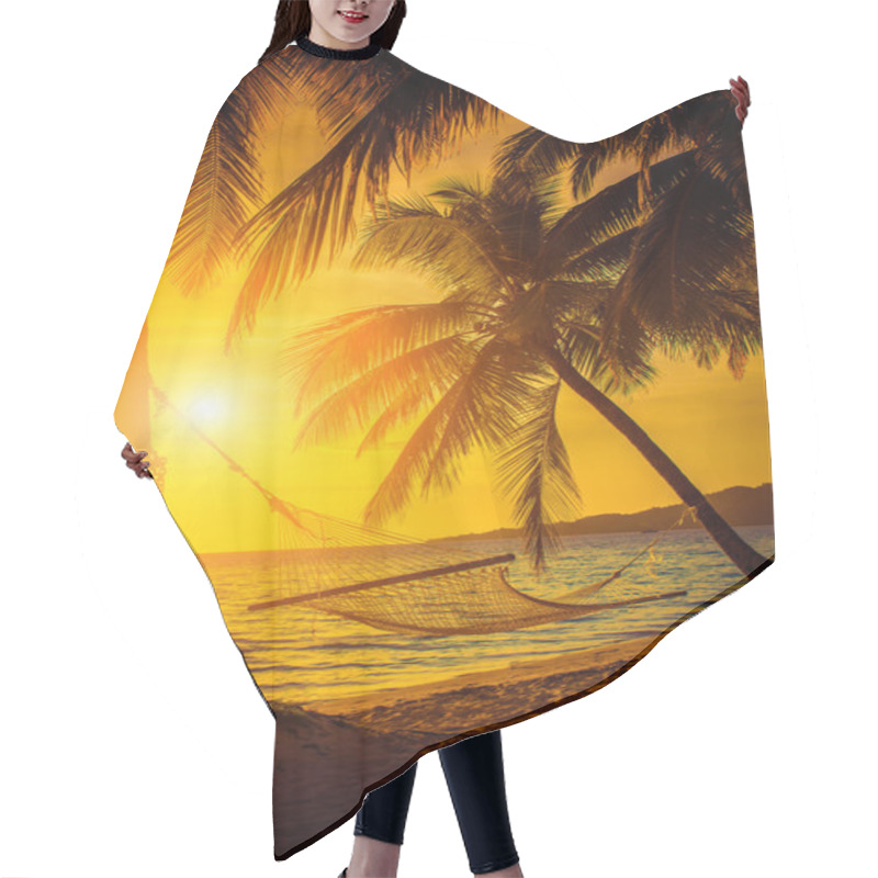 Personality  Hammock Silhouette With Palm Trees Hair Cutting Cape