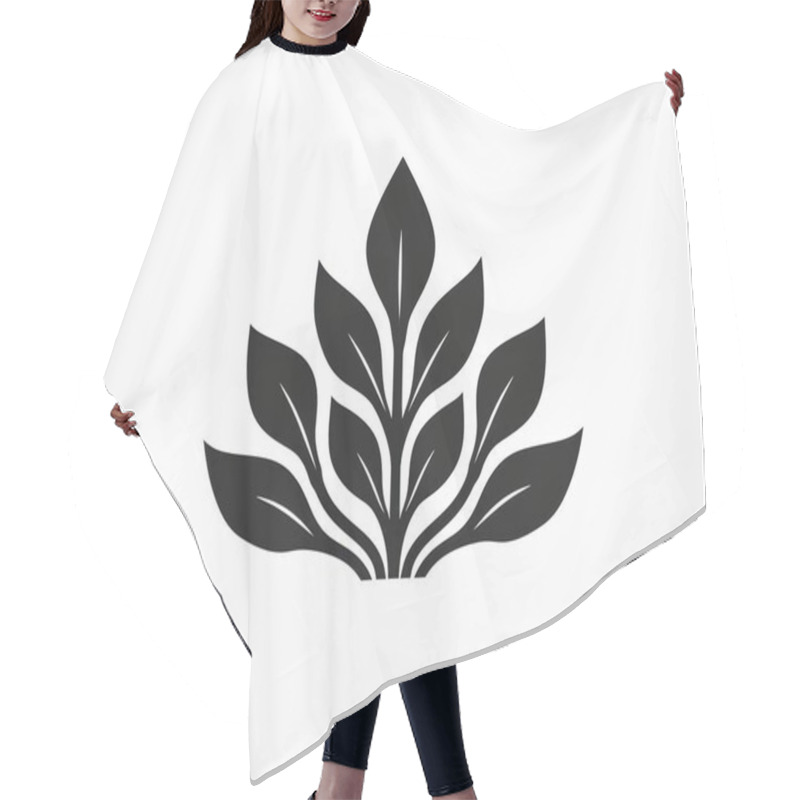 Personality  Stylized Black Leaf Design Showcasing Nature's Elegance And Simplicity. Hair Cutting Cape