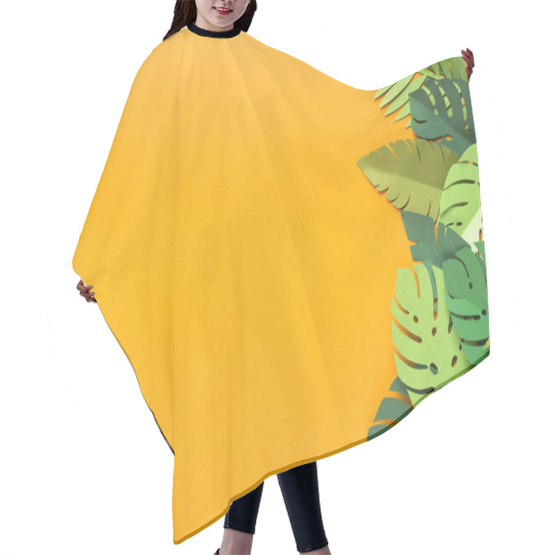 Personality  Piece Of Jungles On Yellow Summer Background With Free Space Hair Cutting Cape