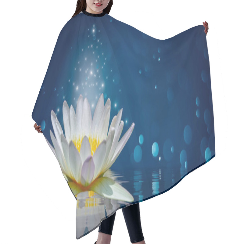 Personality  Lotus White Light Purple Floating Light Sparkle Background Hair Cutting Cape