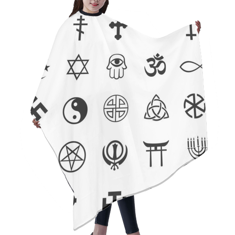 Personality  Set Of Religious Symbols Hair Cutting Cape