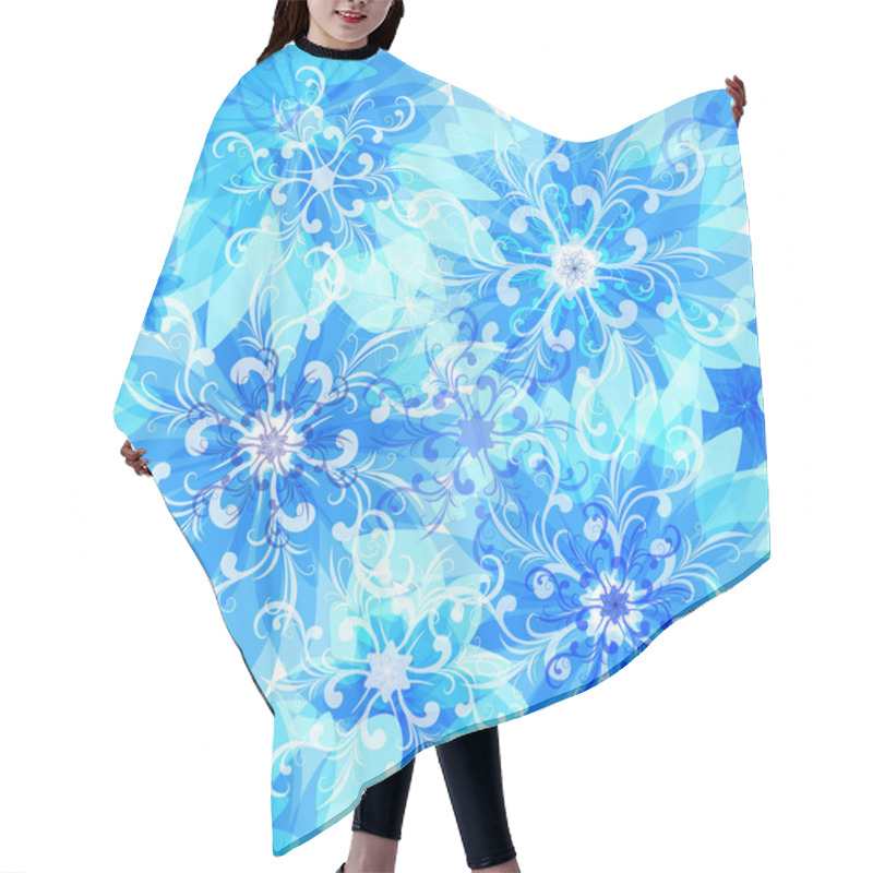 Personality  Seamless Floral Blue Pattern Hair Cutting Cape