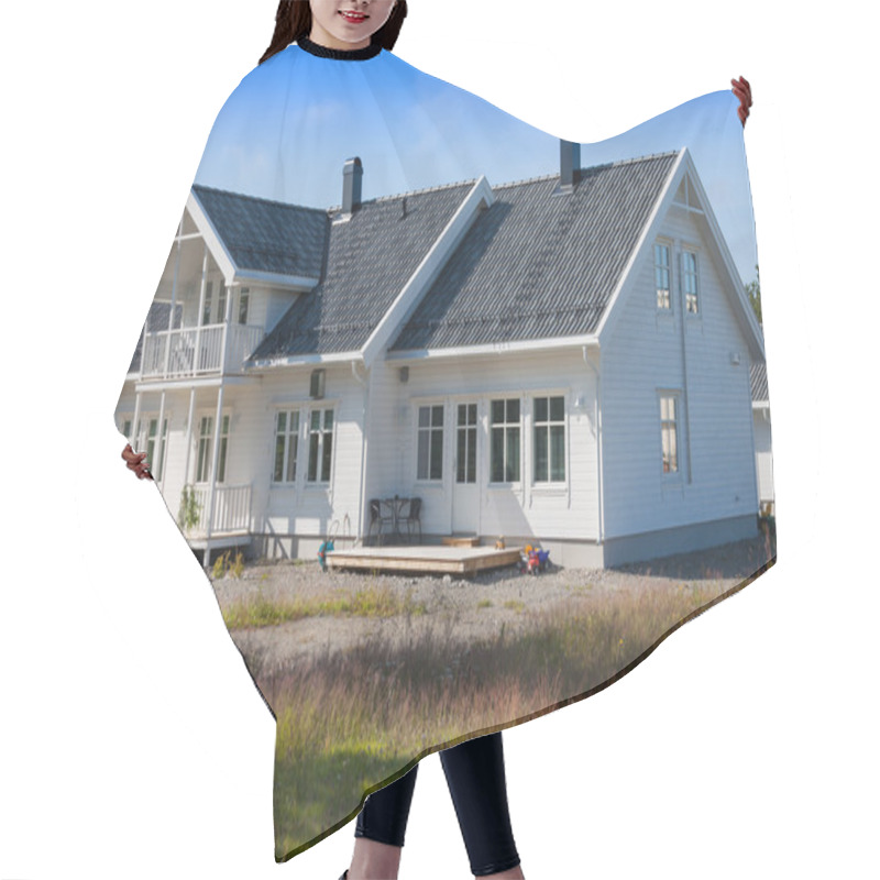 Personality  White Wooden House In Norway Hair Cutting Cape