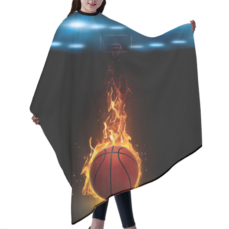 Personality  Basketball On Fire On An Basketball Court. 3d Render Hair Cutting Cape