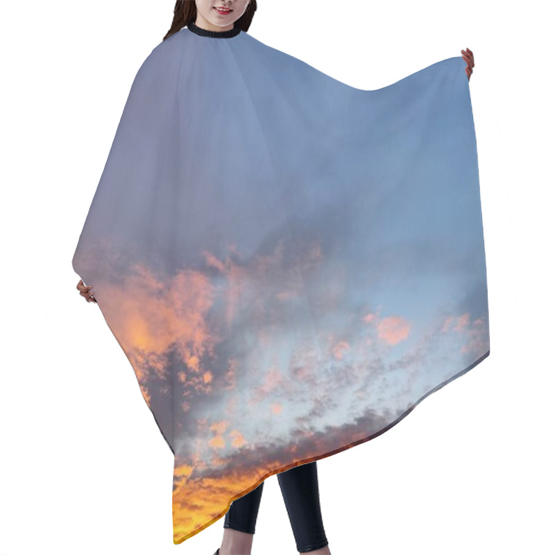 Personality  Fiery Sunset Of Hope: The Dramatic Blend Of Orange Flames And Calm Blue Sky, Symbolizing Balance Between Chaos And Serenity Hair Cutting Cape