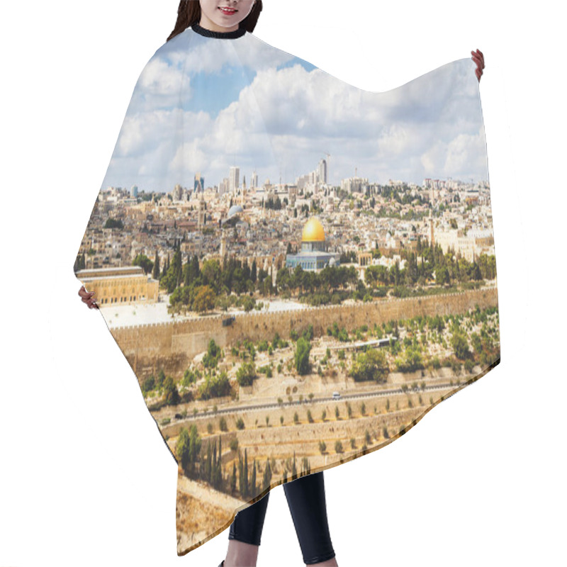 Personality  View Of Jerusalem And The Dome Of The Rock From The Mount Of Olives, Israel, Middle East Hair Cutting Cape