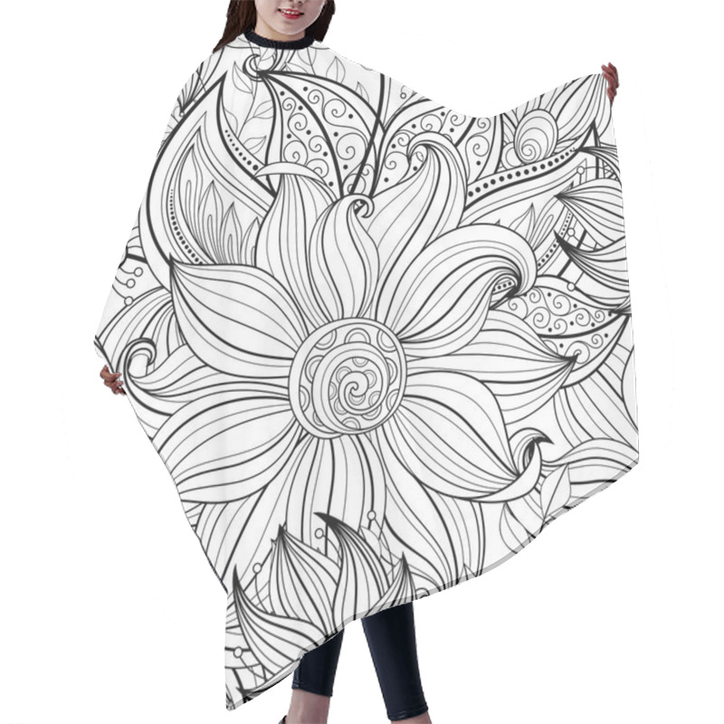 Personality  Abstarct  Monochrome Floral Pattern Hair Cutting Cape