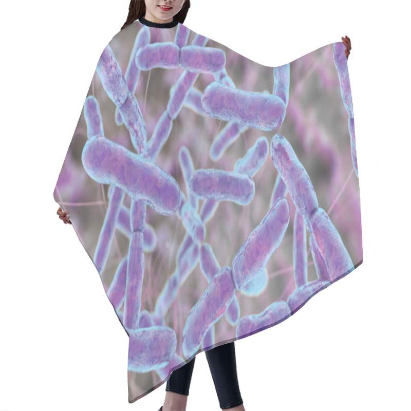 Personality  Bacteria Bifidobacterium, Gram-positive Anaerobic Rod-shaped Bacteria Which Are Part Of Normal Flora Of Human Intestine Are Used As Probiotics And In Yoghurt Production. 3D Illustration Hair Cutting Cape