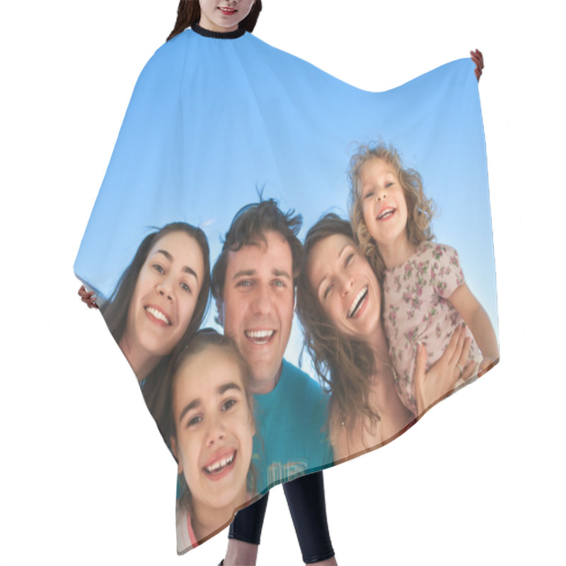 Personality  Happy Friends Having Fun Outdoors Hair Cutting Cape