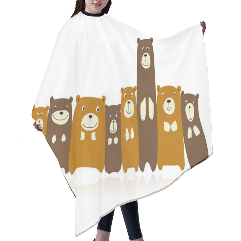 Personality  Funny Bears Family, Sketch For Your Design Hair Cutting Cape