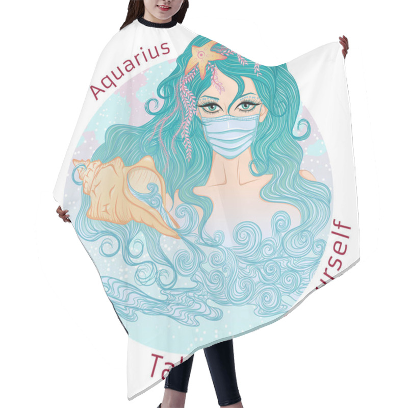 Personality  Astrological Sign Of Aquarius Portrait In Mask Hair Cutting Cape