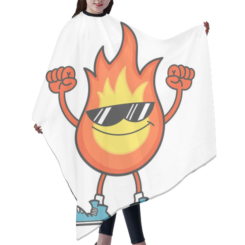 Personality  Smiling Fireball With Sunglasses Cartoon Giving The Middle Fingers Isolated On White Hair Cutting Cape