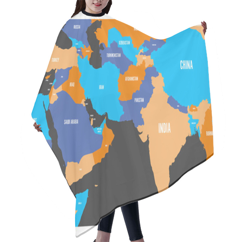 Personality  Political Map Of South Asia And Middle East Countries. Simple Flat Vector Map In Four Colors Hair Cutting Cape