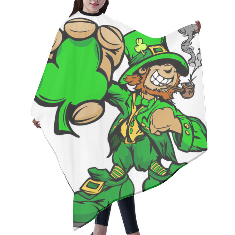 Personality  Smiling St. Patricks Day Leprechaun Holding Shamrock Clover Hair Cutting Cape