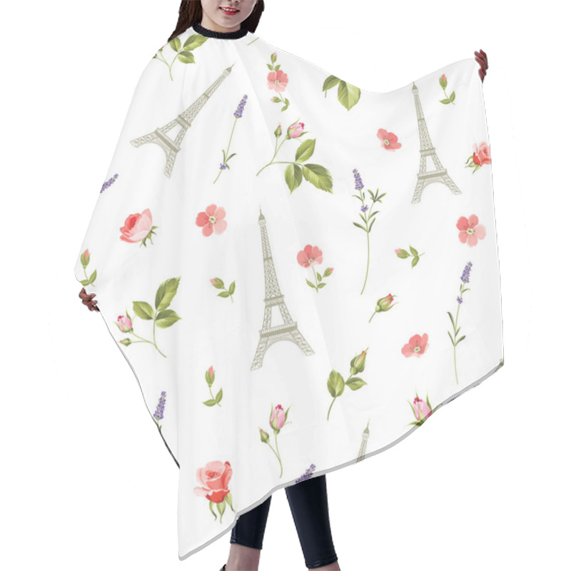 Personality  Pattern With Red Flowers. Hair Cutting Cape