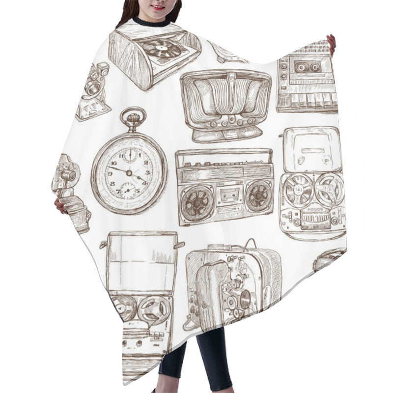 Personality  Old Objects - Full Sized Hand Drawn Collection Hair Cutting Cape