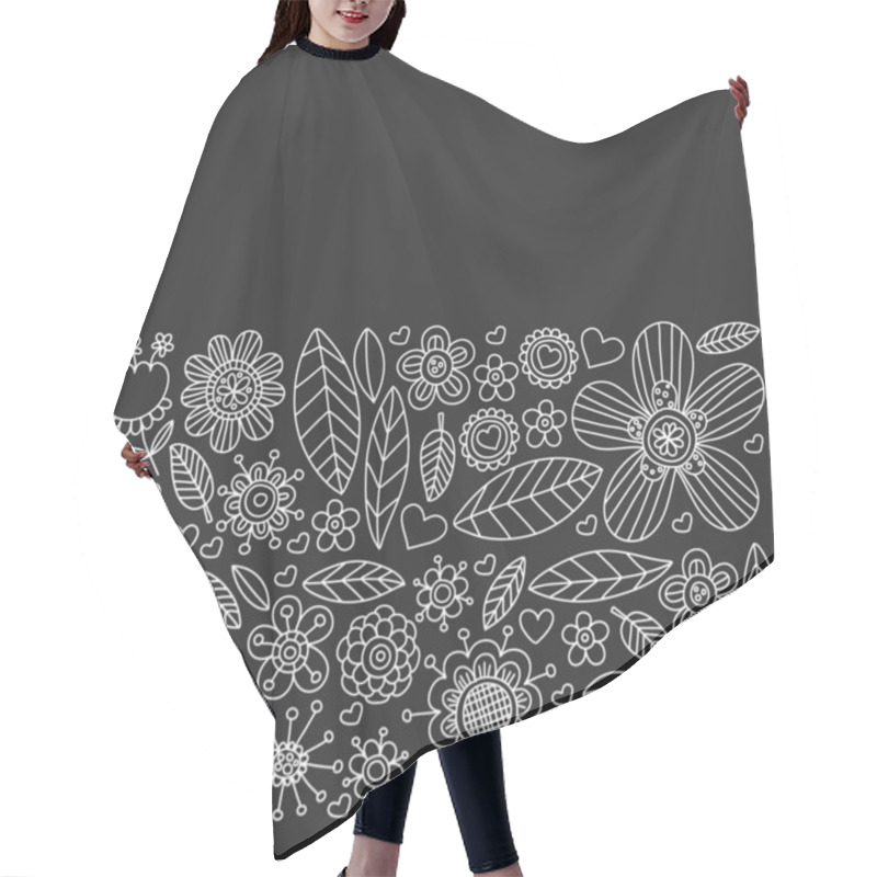 Personality  Vector Pattern With Doodle Flowers And Leaves Hair Cutting Cape