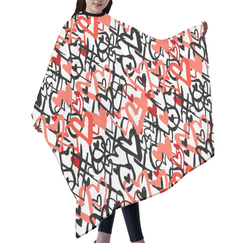 Personality  Pattern With Hand Painted Hearts Hair Cutting Cape