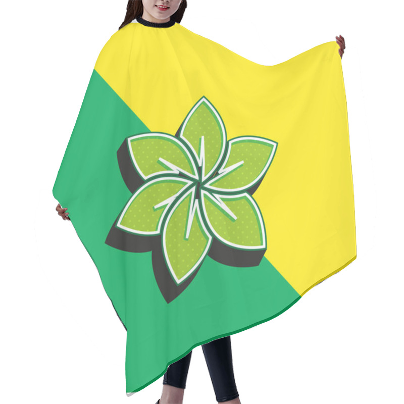 Personality  Big Flower Green And Yellow Modern 3d Vector Icon Logo Hair Cutting Cape