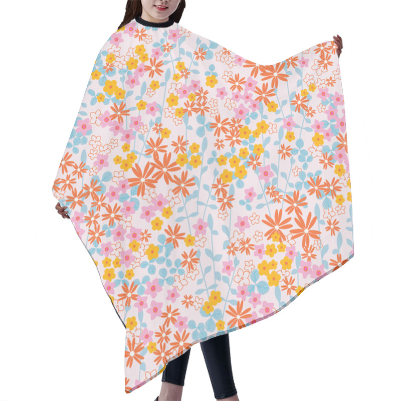 Personality  Gentle Romantic Seamless Romantic Naive Flower Ditsy Pattern With Leaves Hair Cutting Cape