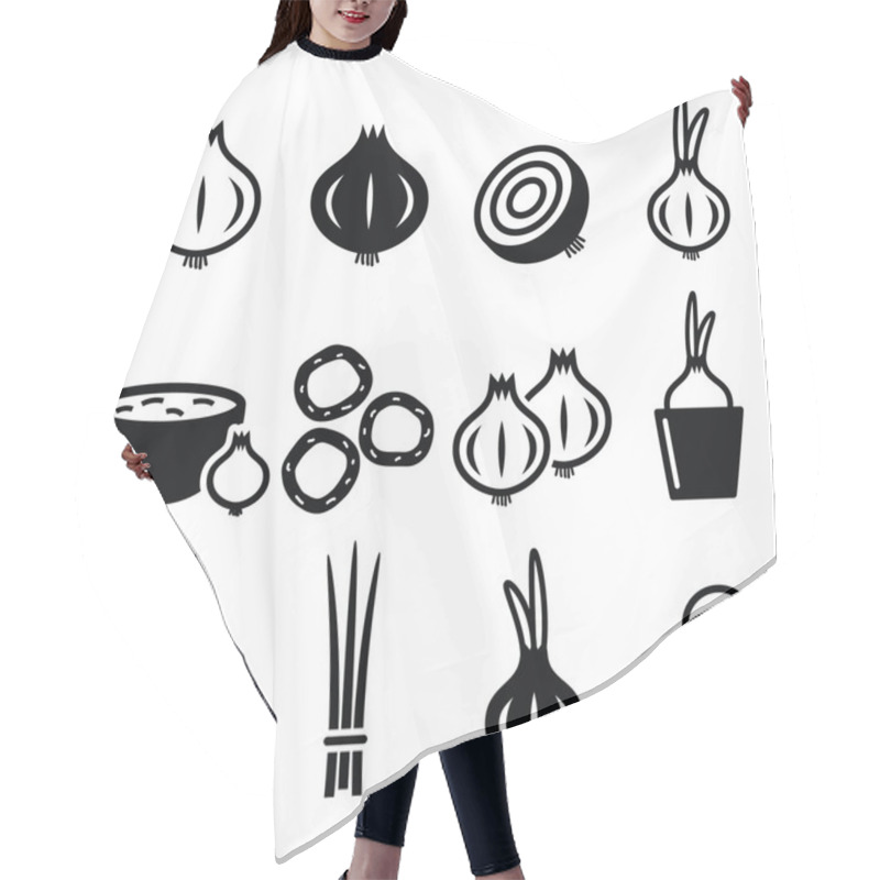 Personality  Spring Onions Icons Set Hair Cutting Cape