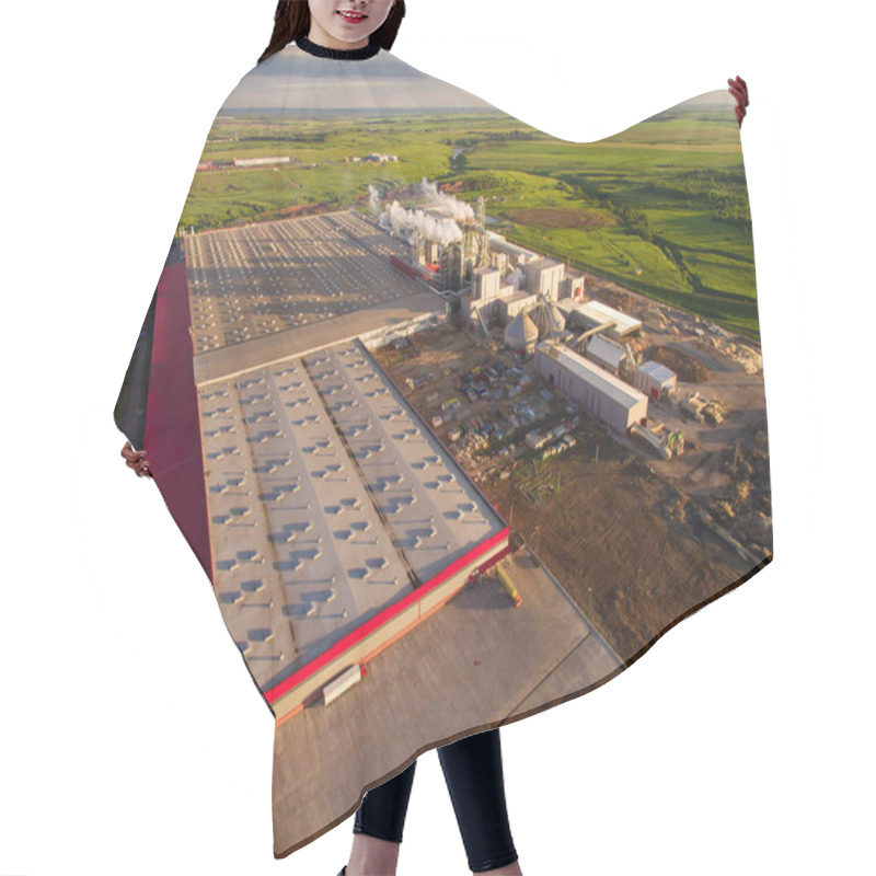 Personality  A Huge Concrete Plant With Pipes Among The Fields. Aerial View Hair Cutting Cape